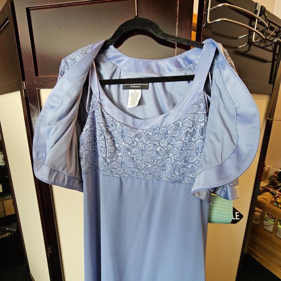 R&M Richards Periwinkle Blue Mother of the Bride Dress NWT Size 16 Sequin Lace - Picture 6 of 8